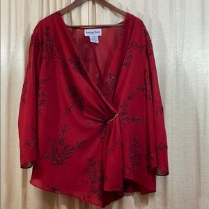 Plus size red blouse.
